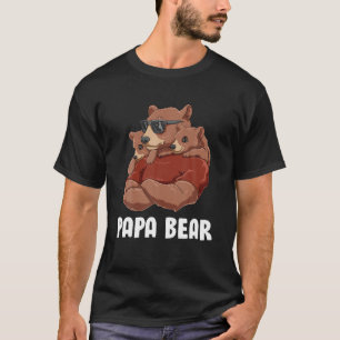 Camiseta Mens Papa Urso - Papá De Gêmeos Irmãos Filha S