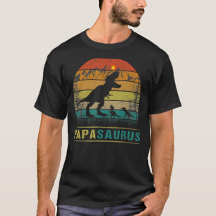 Camiseta Mens Papasaurus E Kid Vintage Rex Family Trip Ou
