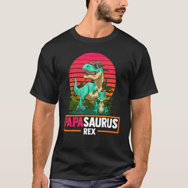 Camiseta Mens Papasaurus Rex Dadasaurus Legal Padre Son Da (Frente)