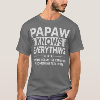 Camiseta Mens Papaw Knows Everything  Funny Father's Day Gr