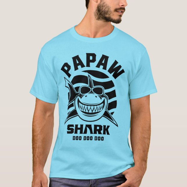 Camiseta Mens Papaw Shark Padre Avô Gift (Frente)