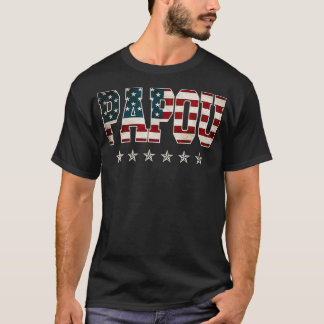 Camiseta Mens Papou Gift Father's Day American Flag 4th of