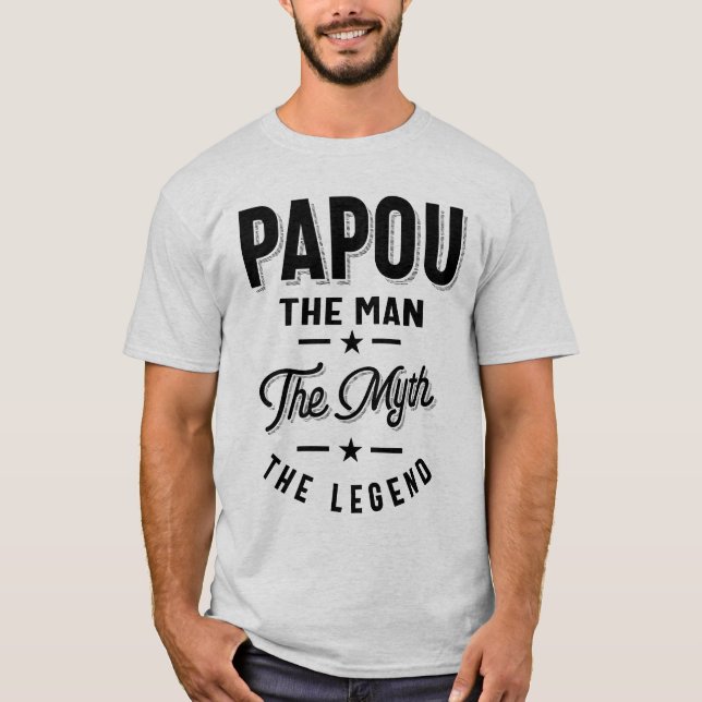 Camiseta Mens Papou Shirt Gift: O Homem O Mito A Lenda (Frente)