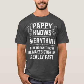Camiseta Mens Pappy Knows Everything  Funny Grandpa Father'
