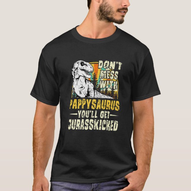 Camiseta Mens Pappy Rex Saurus Papasaurus Dinossauros Homen (Frente)