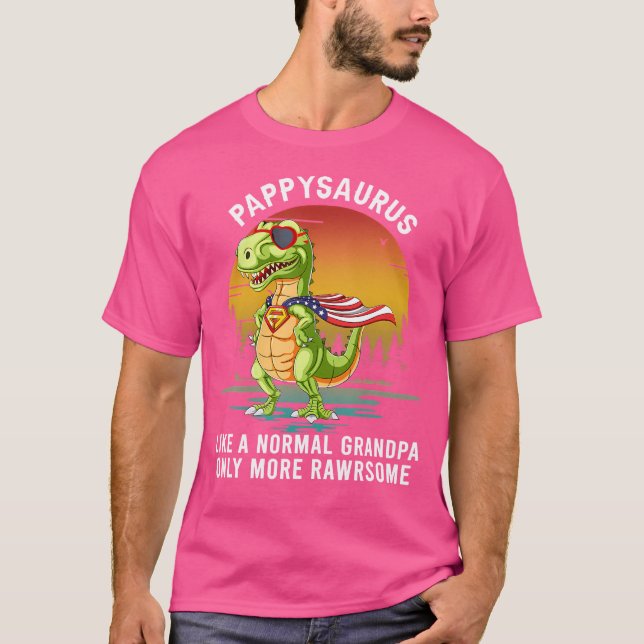 Camiseta Mens Pappysaurus Como Um Avô Normal Só Mais R (Frente)