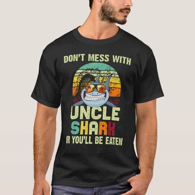 Camiseta Mens Para Tio Não Mess Com Tio Tubarão (Frente)