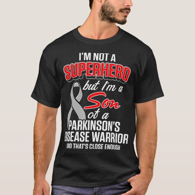 Camiseta Mens Parkinsons Sensibilização para o Filho Herói (Frente)
