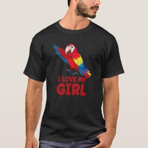 Camiseta Mens Parrot Parakeet Eu Amo Minha Rapariga Macaw