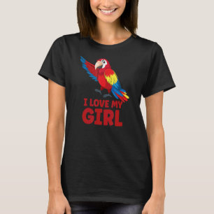 Camiseta Mens Parrot Parakeet Eu Amo Minha Rapariga Macaw