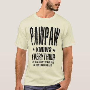 Camiseta Mens Pawpaw sabe tudo   Pai e vovô