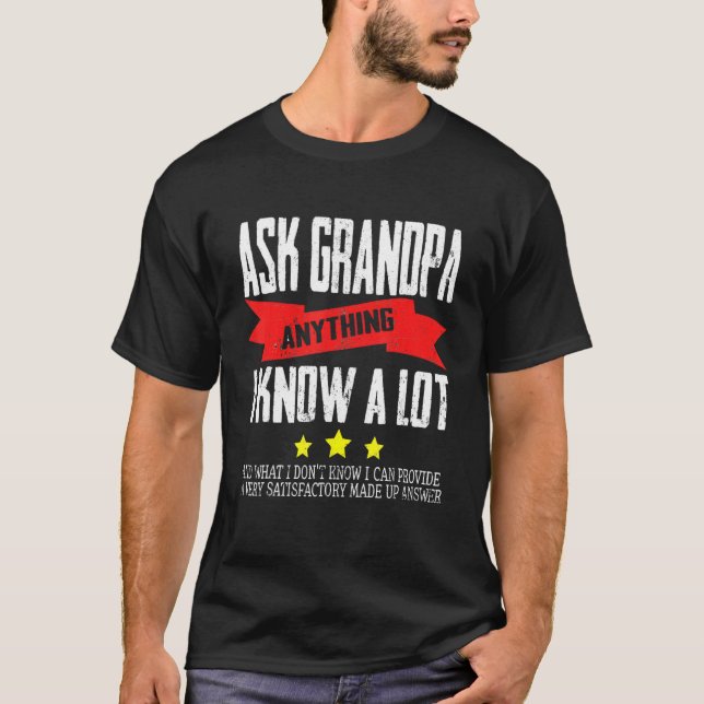 Camiseta Mens Perguntam Ao Vovô Qualquer Coisa Que Eu Conhe (Frente)