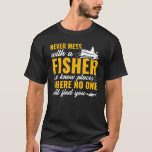 Camiseta Mens Pescendo Peixe Nunca Mora Com Um Pescador