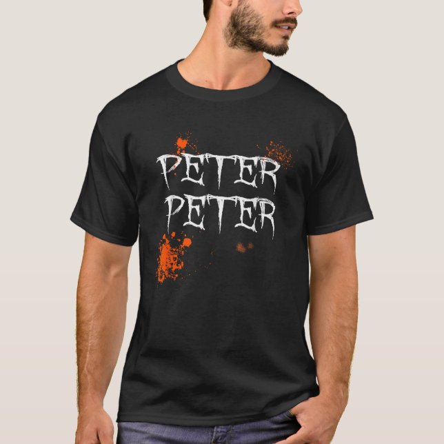 Camiseta Mens Peter Pumpkin Comem Casais de Halloween C (Frente)
