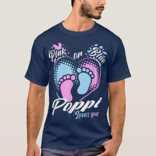 Camiseta Mens Pink Or Blue Poppi Loves You Gender Reveal Pa