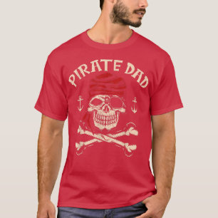 Camiseta Mens Pirata Pai Funny Skull Skeleton Pirata Pai Fa