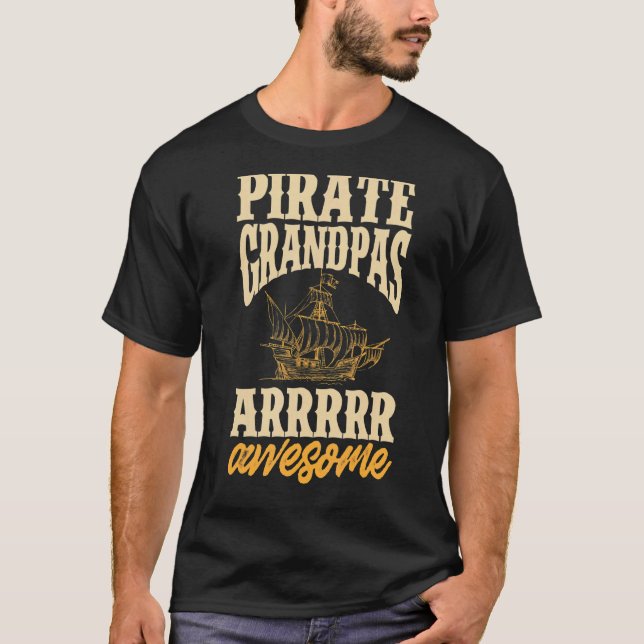 Camiseta Mens Pirate Avô Jolly Roger Freebooter 3 (Frente)