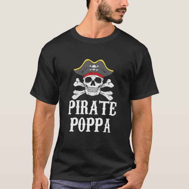 Camiseta Mens Pirate Poppa Father Matching Family Halloween (Frente)
