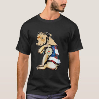 Camiseta Mens PitBull Cachorro Tatuagem Adoro Pai