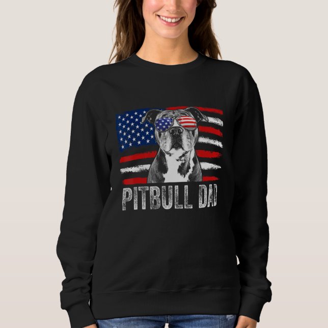 Camiseta Mens Pitbull Dad Mens  Proud American Pit Bull Dog (Frente)