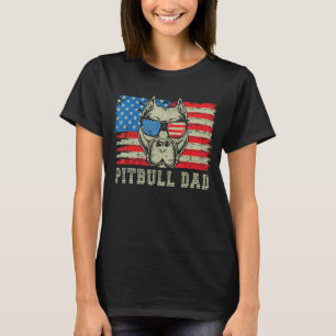 Camiseta Mens Pitbull Pai americano Pit Bull Cão nos Bandei