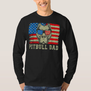 Camiseta Mens Pitbull Pai americano Pit Bull Cão nos Bandei