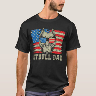 Camiseta Mens Pitbull Pai americano Pit Bull Cão nos Bandei