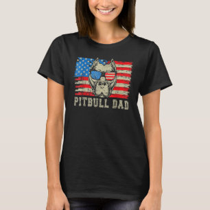 Camiseta Mens Pitbull Pai americano Pit Bull Cão nos Bandei