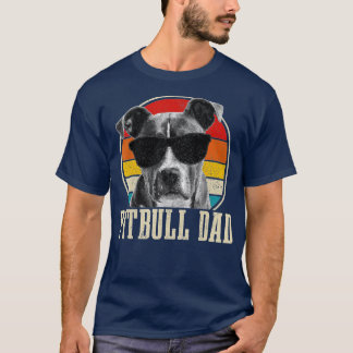 Camiseta Mens Pitbull Pai Vintage Óculos de sol Engraçado C