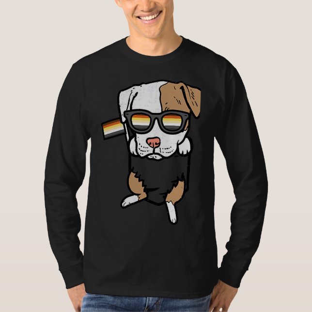 Camiseta Mens Pitbull Pocket Dog Lgbtq Gay Bear Flag Gay Pr (Frente)