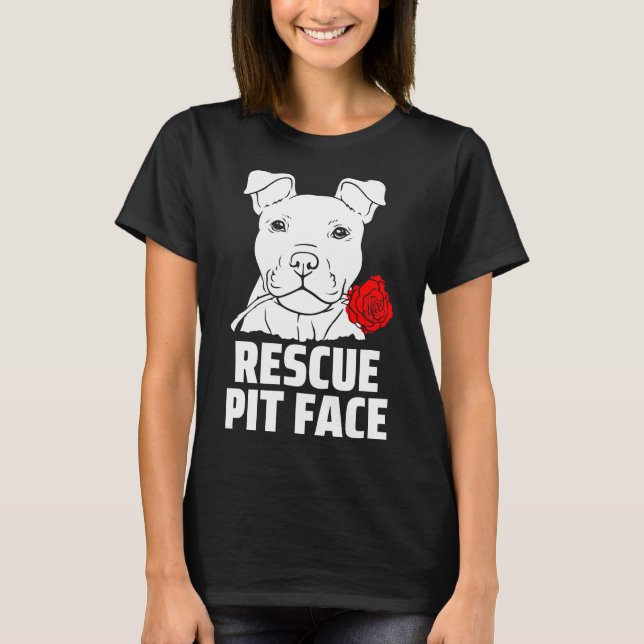 Camiseta Mens Pitbull Resgate Pit Face Engraçado Pitbull Do (Frente)