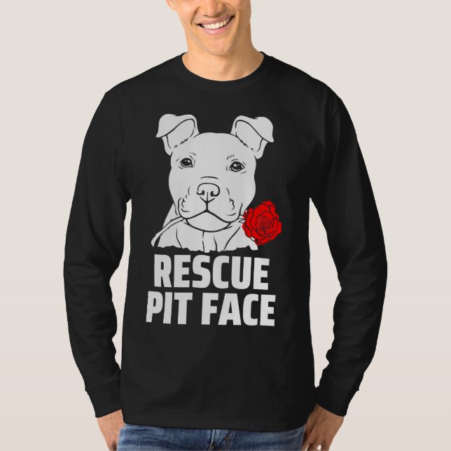 Camiseta Mens Pitbull Resgate Pit Face Engraçado Pitbull Do (Frente)