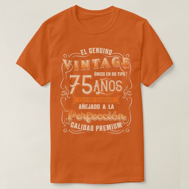 Camiseta Mens Playera Cumpleanos 75 75º presente de anivers (Frente do Design)