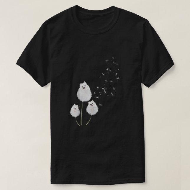 Camiseta Mens Pomeranian Dandelion Flower Tee Pomeranian Co (Frente do Design)