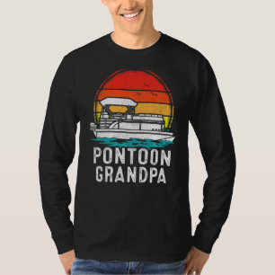Camiseta Mens Pontoon Boat Vintage Sunset Pontoon Avô F