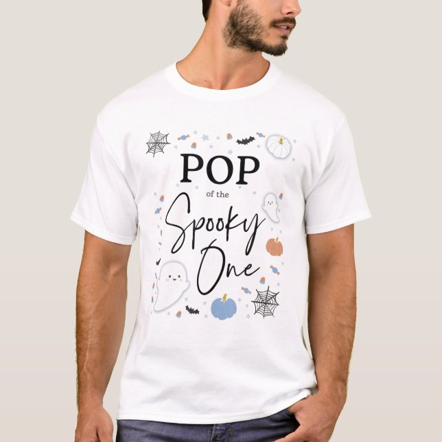 Camiseta Mens Pop do Spooky One First Birthday Blue Boy (Frente)