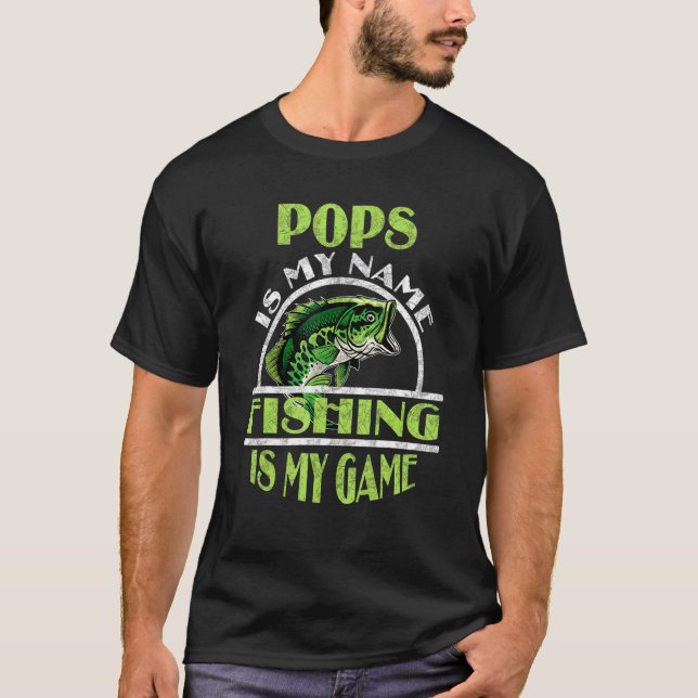 Camiseta Mens Pop É Meu Nome Pesca É Meu Jogo Pais D (Frente)