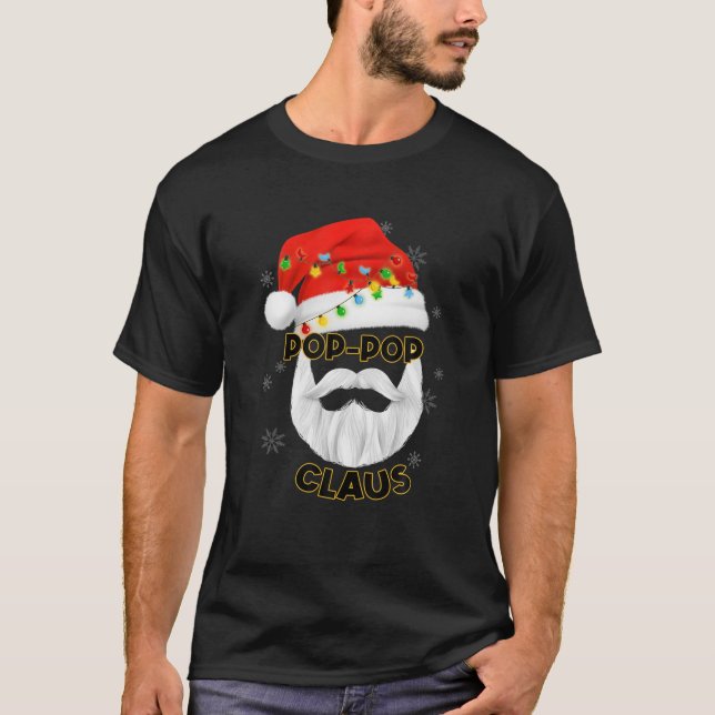 Camiseta Mens Pop-Pop Claus Santa Hat (Frente)
