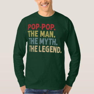 Camiseta Mens Pop Pop do Homem o Mito a Lenda Engraçada
