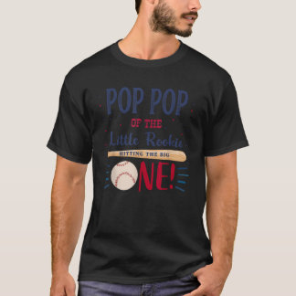 Camiseta Mens Pop Pop Primeiro Aniversário Pequeno Beisebol