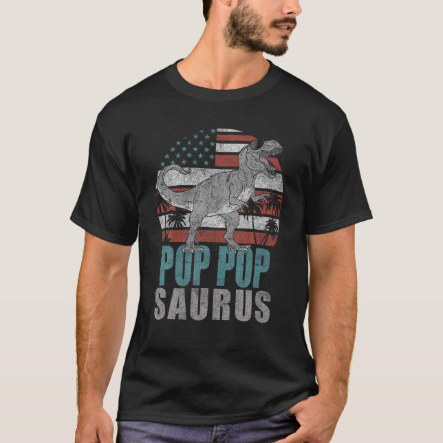 Camiseta Mens Pop Popsaurus T Rex Dinossaur Avô Saurus A (Frente)