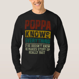 Camiseta Mens Poppa Sabe Tudo O Que Vintage Poppa Pai Gordu