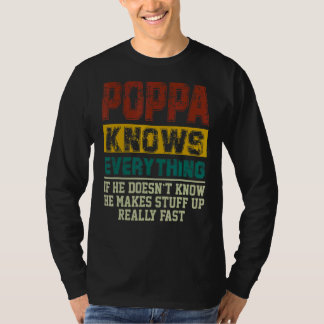Camiseta Mens Poppa Sabe Tudo O Que Vintage Poppa Pai Gordu