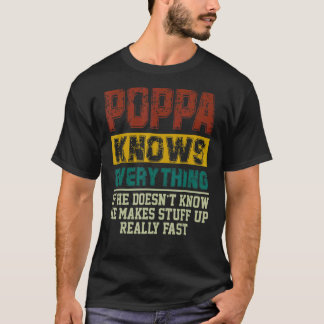 Camiseta Mens Poppa Sabe Tudo O Que Vintage Poppa Pai Gordu