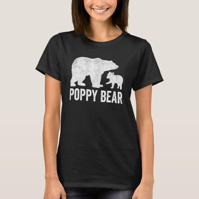 Camiseta Mens Poppy Bear Dia de os pais Avô Engraçado Filho (Frente)