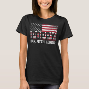 Camiseta Mens Poppy O Homem O Mito O Vovô Da Lenda