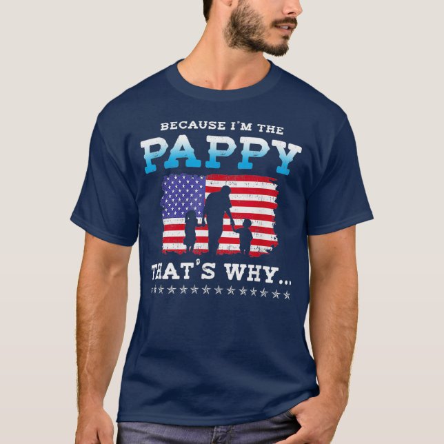 Camiseta Mens Porque Sou O Dia de os pais Do Pappy Avô (Frente)