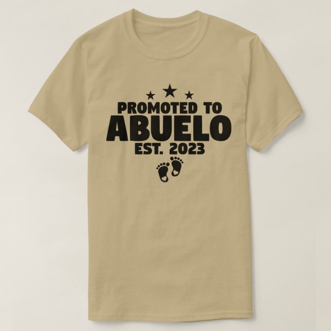 Camiseta Mens Promovidos A Abuelo 2023 Novo Avô Espanhol (Frente do Design)