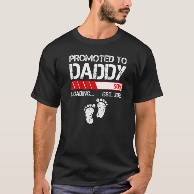 Camiseta Mens Promovidos Ao Pai Est 2023 Para Novos papais  (Frente)