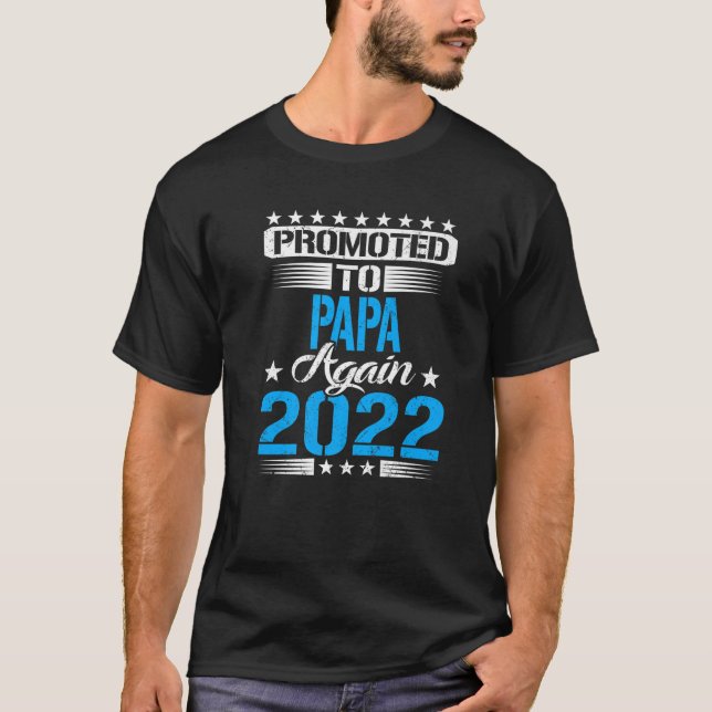 Camiseta Mens Promovidos Ao Papa Avô Novamente 2022 Reveal  (Frente)